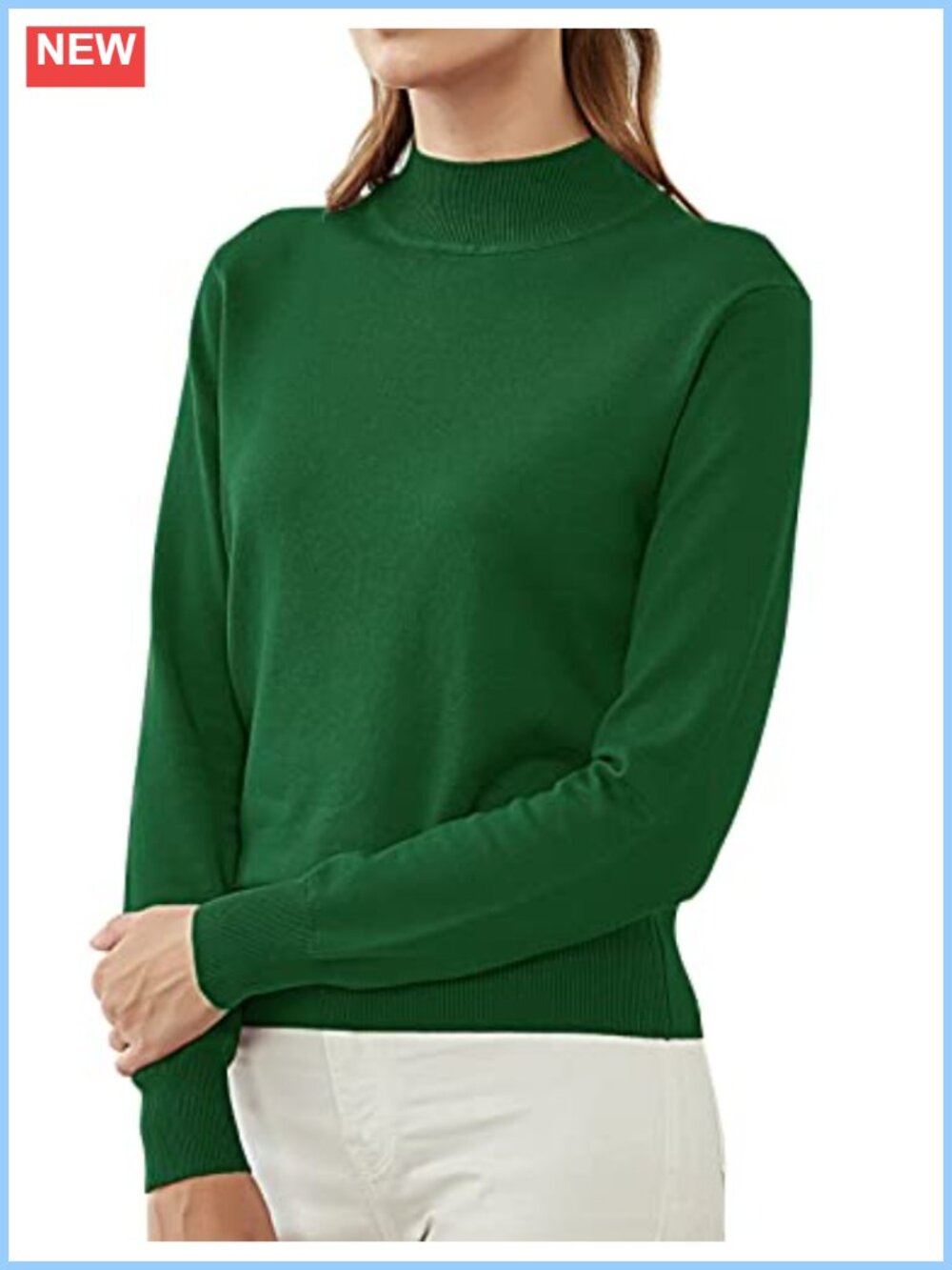 Womens Mockneck Sweater Lightweight Long Sleeve Pullover Knit Jumper